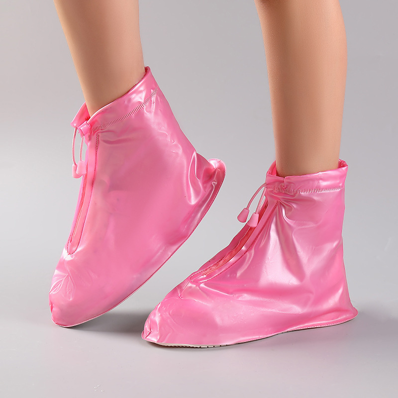 Cubierta del zapato impermeable a media pantorrilla simple engrosada resistente al desgaste antideslizante viaje al aire libre hombres y mujeres Fábrica cremallera cubierta del zapato de la lluvia