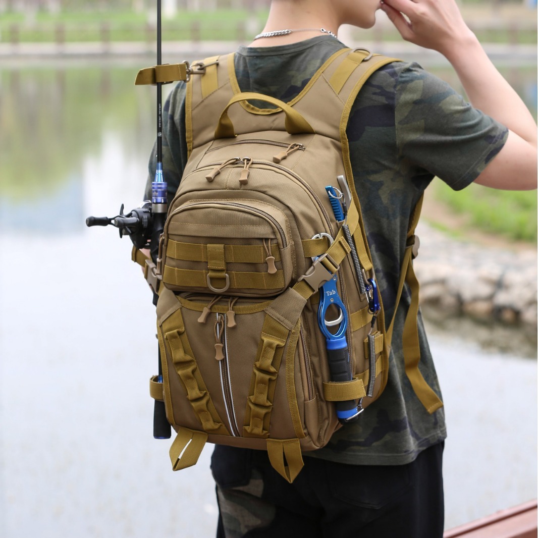 New backpack Luya bag multi-functional large capacity camouflage mountaineering backpack outdoor waterproof tactical bag fishing gear