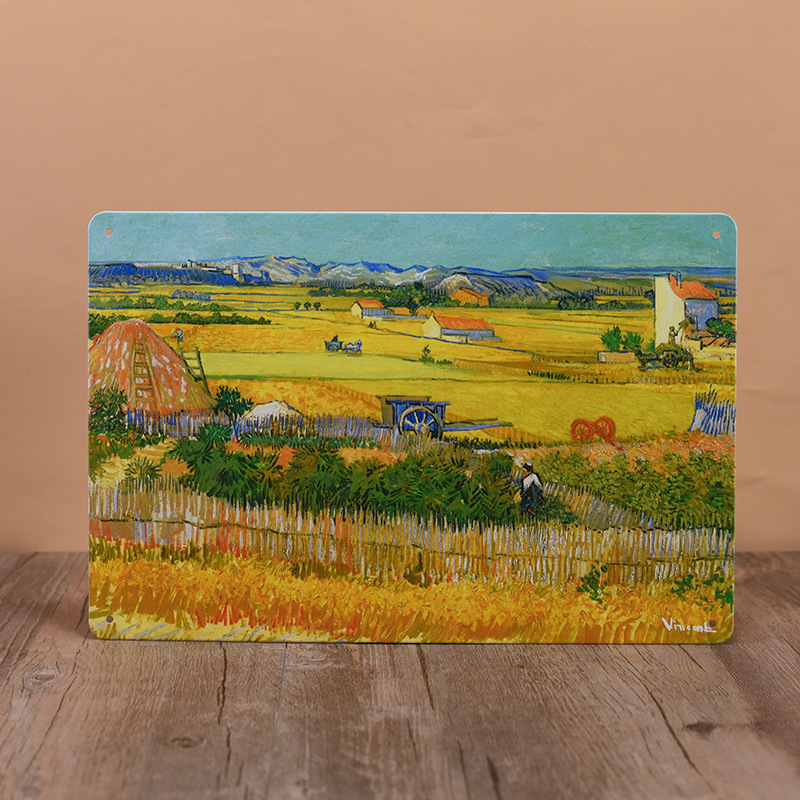 Pintura de hojalata pastoral Flor antigua retro Arte de hierro Pintura colgante pequeña Jardín al aire libre Balcón Decoración de pared Colgante transfronterizo