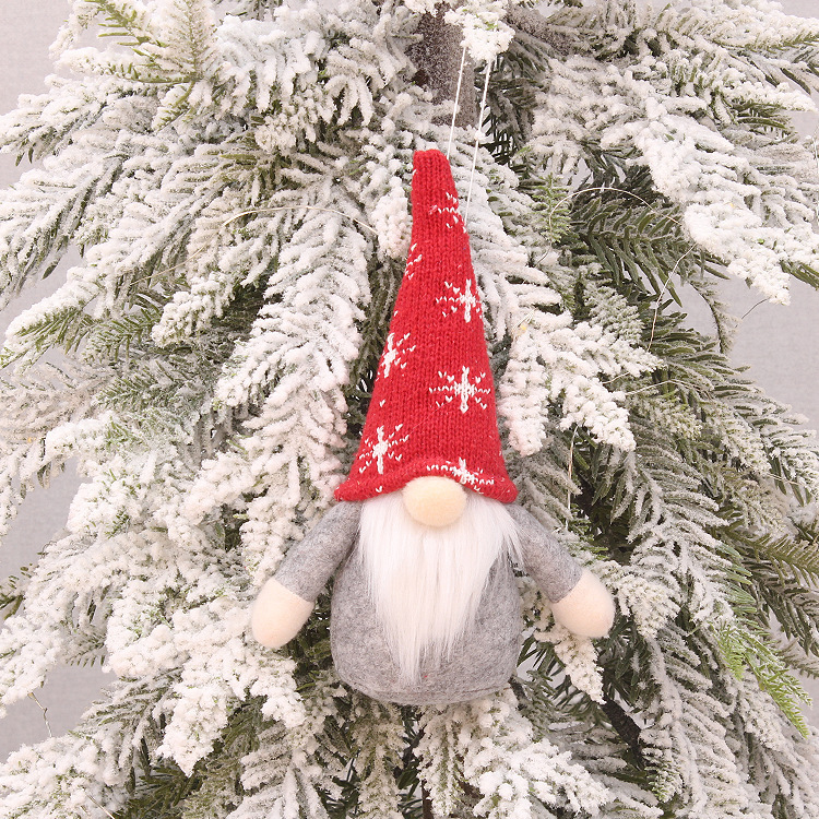 Enfeite de Papai Noel sem rosto com gorro de tricô, decoração para pendurar na árvore de Natal, estatueta de madeira feita à mão para decoração festiva em casa e para presentear._voghion.com