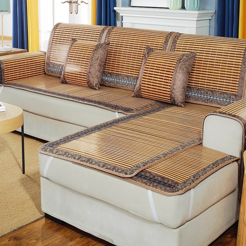 Estera de bambú cojín de sofá cojín de verano 2025 nueva sensación fría simple y moderna funda de sofá antideslizante tela de cubierta