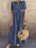 Y2057 Europe And The United States Denim Style Long Style Multi - button Old Dresses