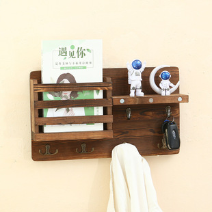 Wooden Storage Rack Wall-mounted Vintage Storage Rack Home Decoration Simple Restaurant Door Hanging Wall Fit Rack
