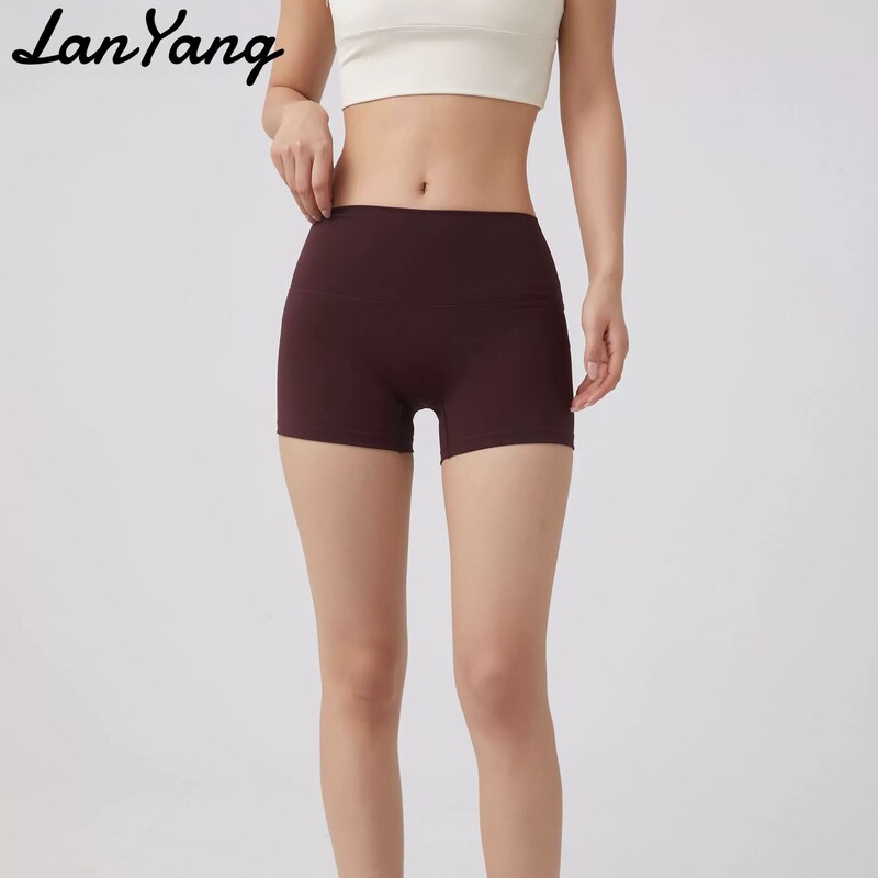 No Awkward Line Fitness Shorts Three-Quarter Pants Women's High-Waisted Tummy Control Yoga Pants Naked Feeling Running Sports Pants