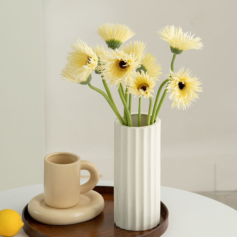 白色现代陶瓷花瓶水养鲜花干花装饰品摆件客厅餐桌摆件花器供应链|undefined