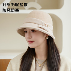秋冬季新款渔夫帽女韩版优雅百搭显脸小盆帽英伦洋气保暖毛呢帽子