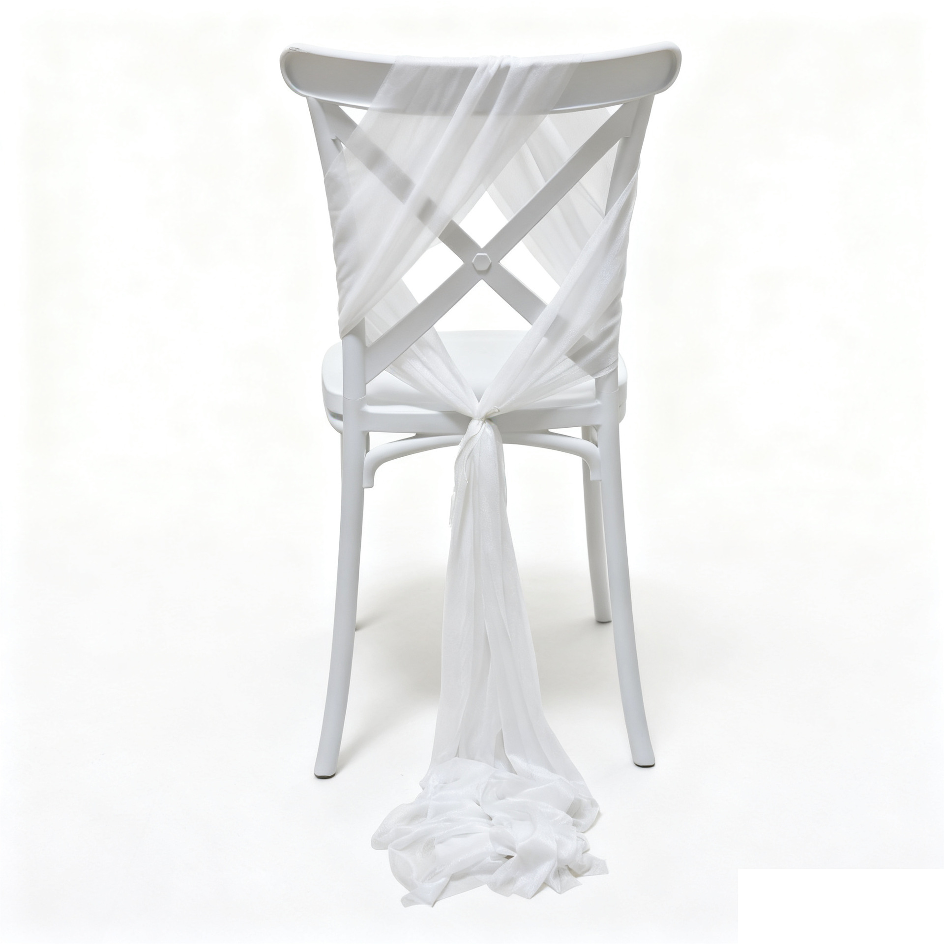 Sillas de belleza de tela cortina decoración de bodas de hotel cubierta de sillas de seda de bodas de chiffon correa