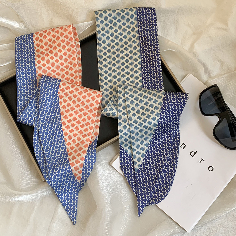 Pañuelo de seda con sentido avanzado, nuevo bolso atado todo-fósforo, serpentina, multifunción, bufanda de lunares, cabello trenzado, cinta, pañuelo, cinturón para el cabello