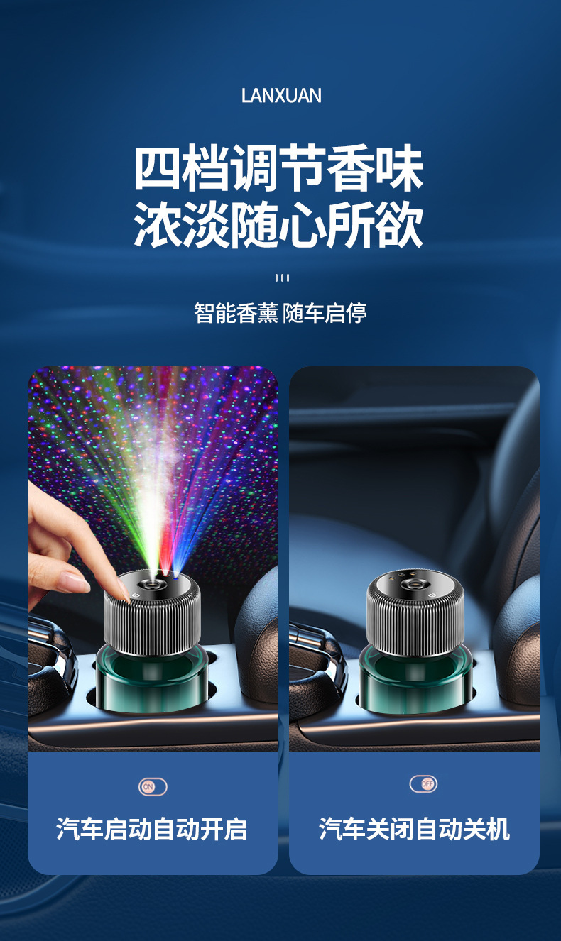 Car Aromatherapy Perfume Starry Sky Lamp Car Start and Stop Car Interior Supplies Car Light Fragrance High-End Car Fragrance