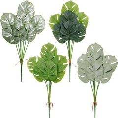 ins風手感把束龜背葉 家居綠植裝飾葉子人造植物牆配材仿真龜背竹