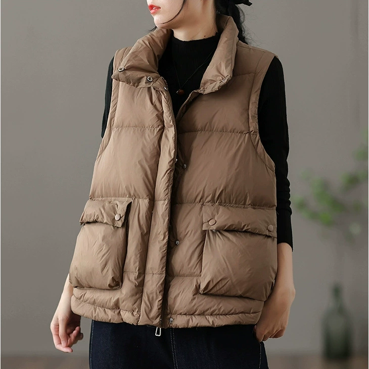 Winter down jacket, retro velvet vest with down, duck down