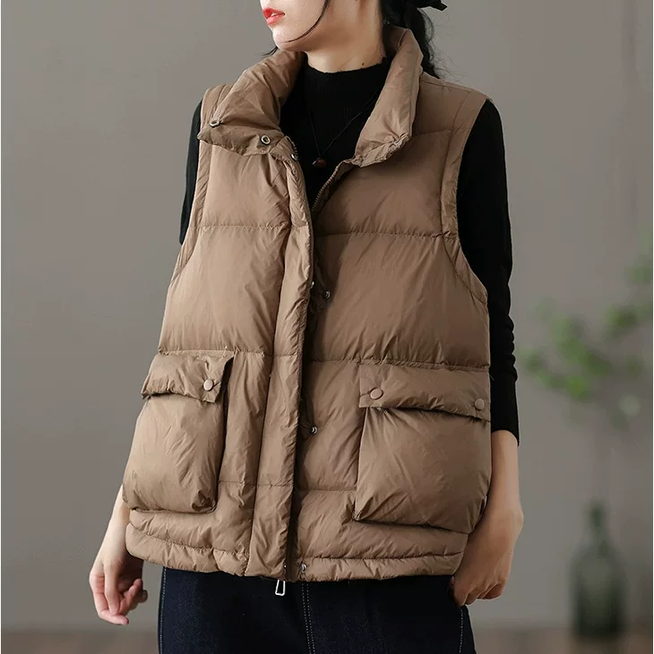 Winter down jacket, retro velvet vest with down, duck down