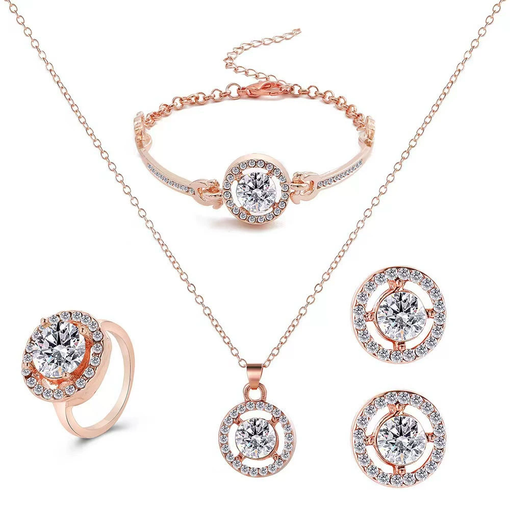 Creative accessory, stone inlay, necklace, chain, bracelet, ring, set, (Cross-border trading), 4 piece set