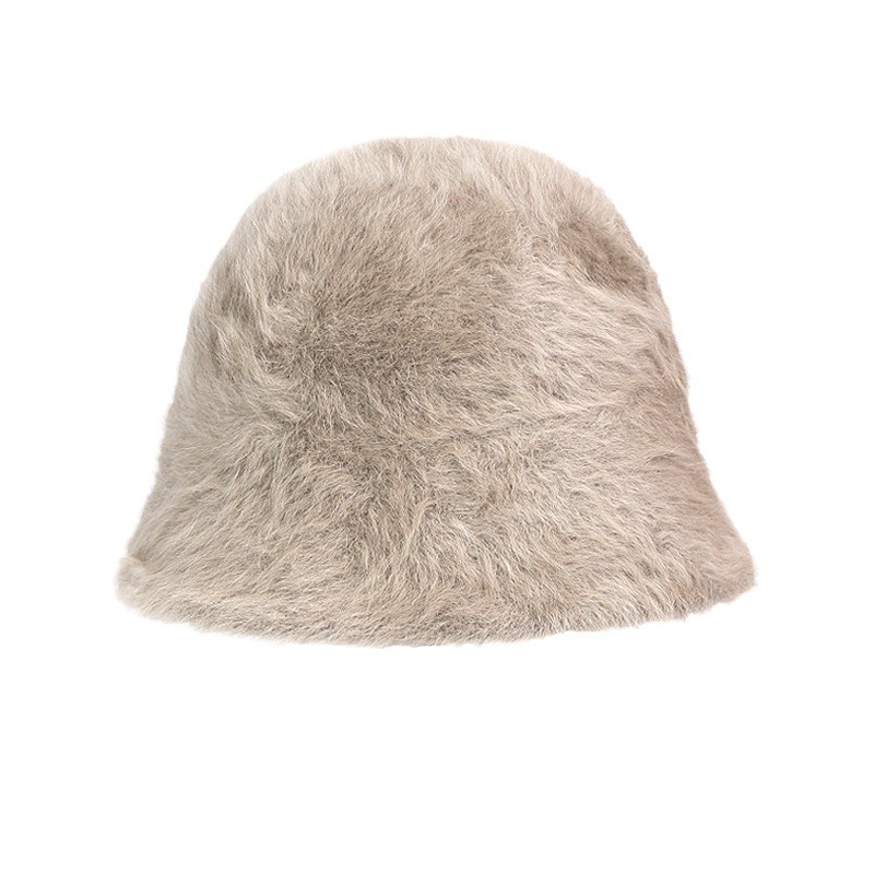 Korean Hat Women's Autumn and Winter All-match Rabbit Fur Fisherman Hat Korean Style Face Small Warm Basin Hat Japanese Plush Bucket Hat