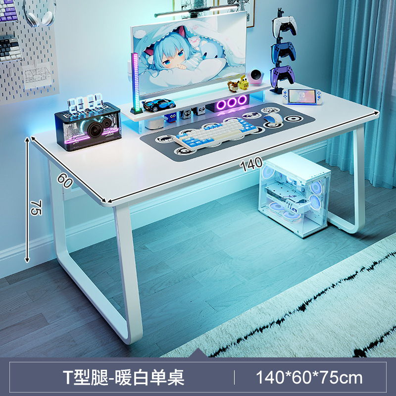 Escritorio blanco para computadora mesa de estudio oficina o gaming diseño simple y estable para uso doméstico