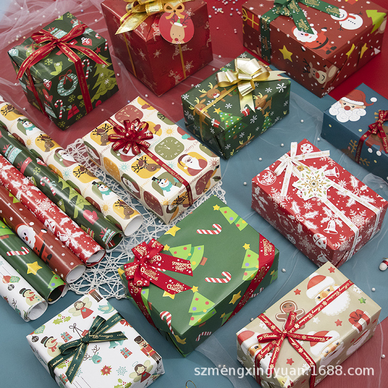 80g nueva decoración de Navidad regalo caja de regalo papel de embalaje DIY papel decorativo cubierta de libro de Corea del Sur papel de color de dibujos animados