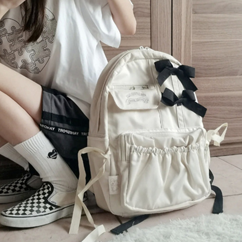 Japanese-Style Ins Backpack for Middle School, High School, and College Girls, High-Value Backpack with Bow, 2026 New Model