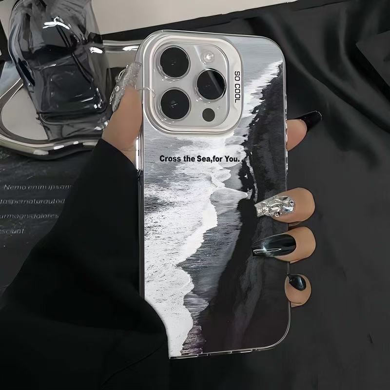 El nuevo viento negro es adecuado para la caja del teléfono móvil iphone16 Apple 15promax/14 anti-caída 13pro12 Europa y América