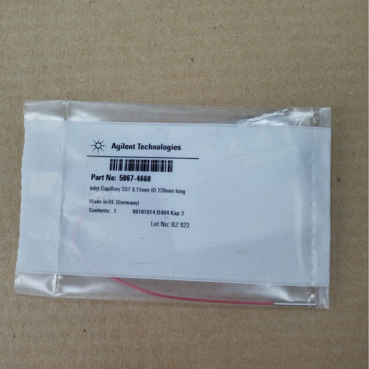 5067－4660 不锈钢毛细管，0.12 x 220 mm，S/S，ps/n