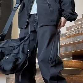 美式复古多口袋户外工装裤男街头宽松VIBE风拉链机能直筒休闲裤潮
