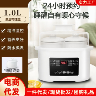 Electric Stew Pot for 1-2 People, Ceramic Water-Proof Stew Pot, Household Stew Pot, Soup, Fully Automatic Bird's Nest Multi-Function Electric Casserole