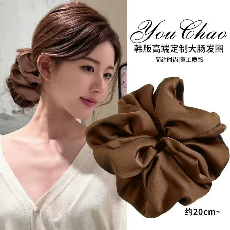 Высококачественные ретро Oversize 20 см атласная большая кишка Hair tie женский волосной шнурок завязывать на коже тендон корейские аксессуары для волос новый стиль
