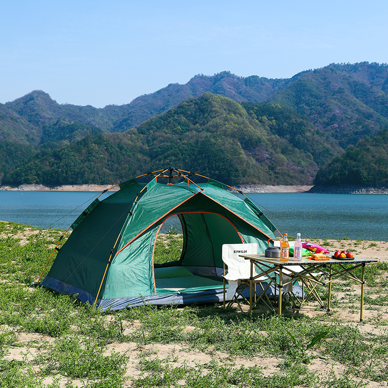 3～4人用旅行用二層式全自動テント、キャンプ用フルセット、アウトドア用二人用キャンプ、バーベキュー、自動クイックオープン|undefined