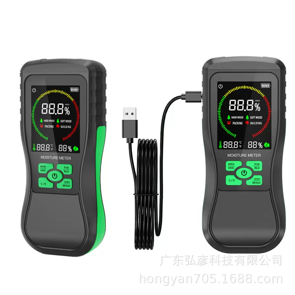 跨境无损感应木材水分测定仪地面油漆含水率测试仪粉墙水份检测仪