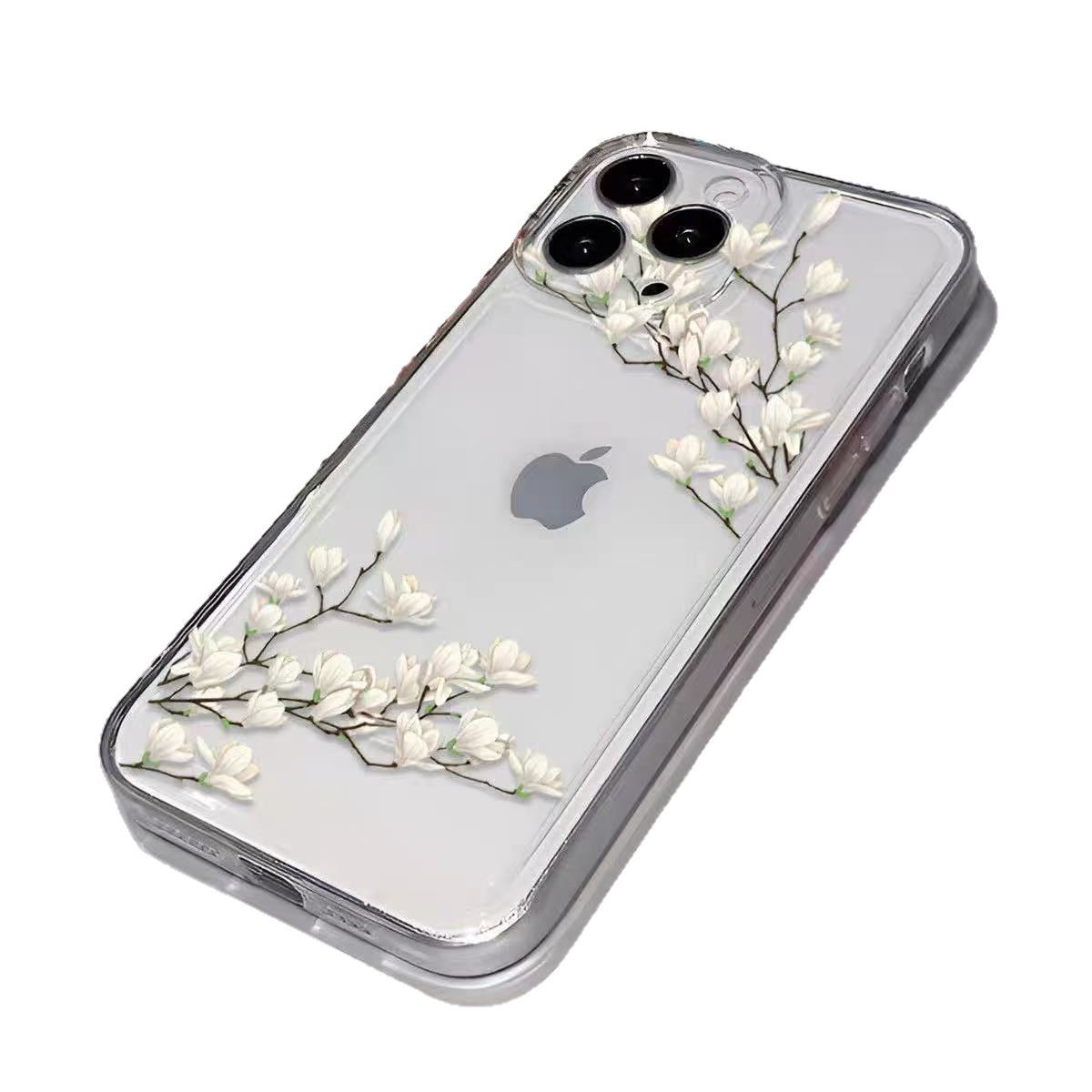 White Orchid para iphone16promax funda para teléfono móvil transparente 11 Apple 15 anti-caída 14pro Japón y Corea 13/12