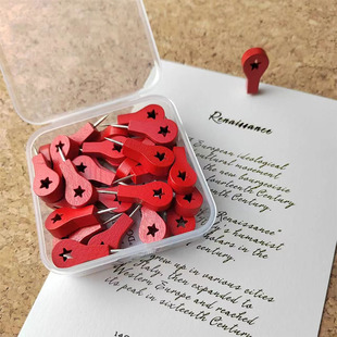 30 pieces in a box of red landmark pushpins, map marking, cork board, felt, photo wall, wooden decorative nails
