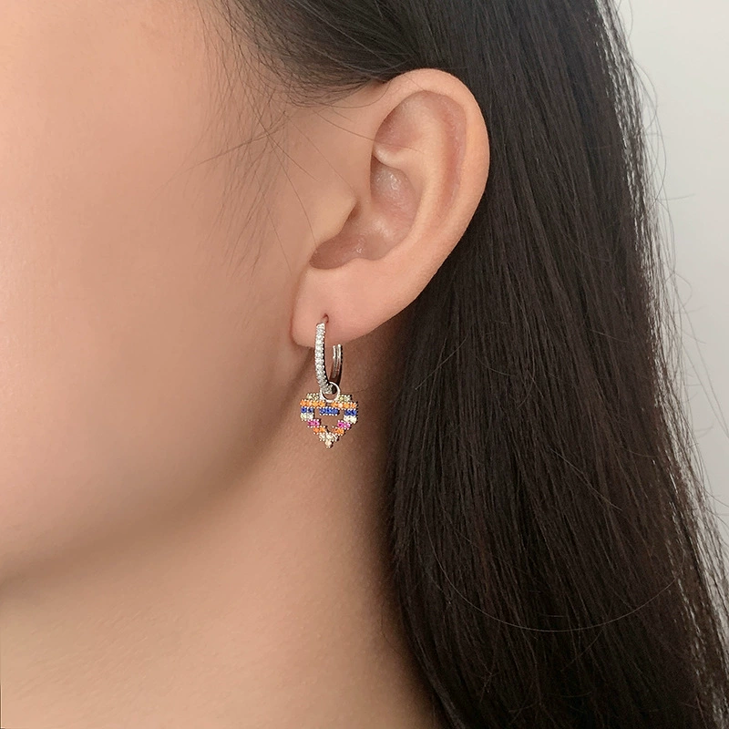 Earrings heart shaped, high quality accessory, silver 925 sample, bright catchy style