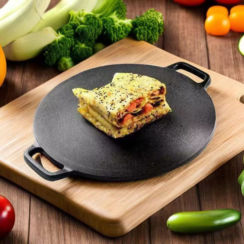 Thickened Iron Plate Pancake Griddle for Banjings & Hand-Held Crepes, Household Tool for Gas-Powered Shandong Jianbing Guizi and Whole-Grain Pancake Cooking