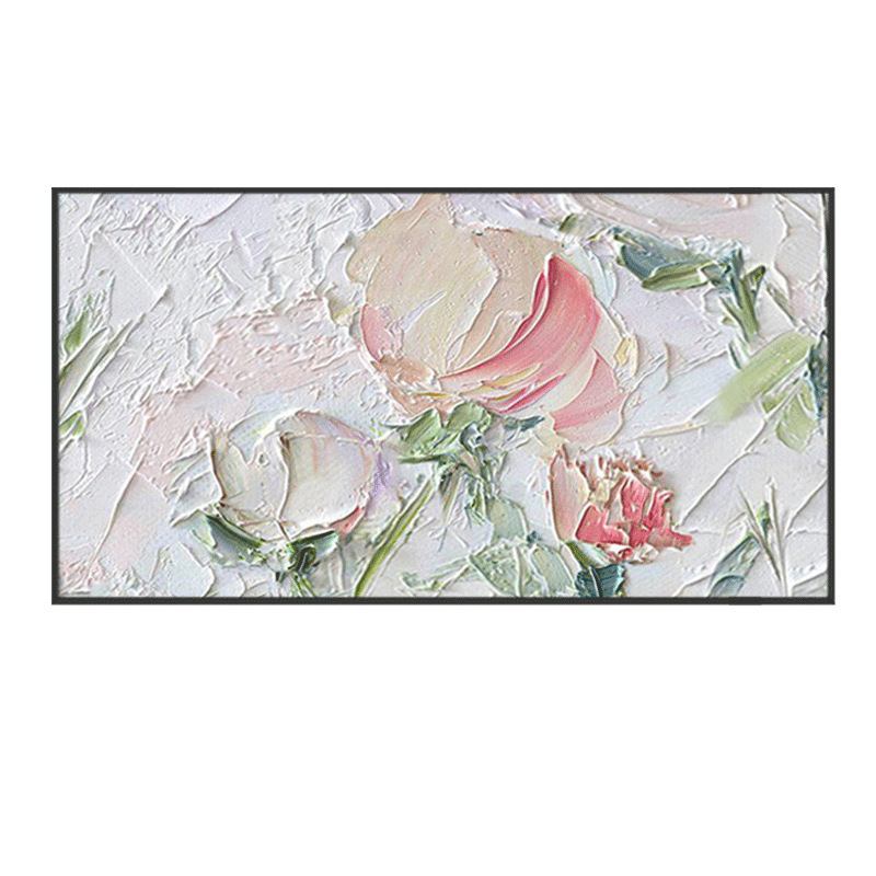 手描き油絵牡丹花卉レストラン軽豪華装飾画玄関縦版壁画客間ソファー背景壁掛け画|undefined