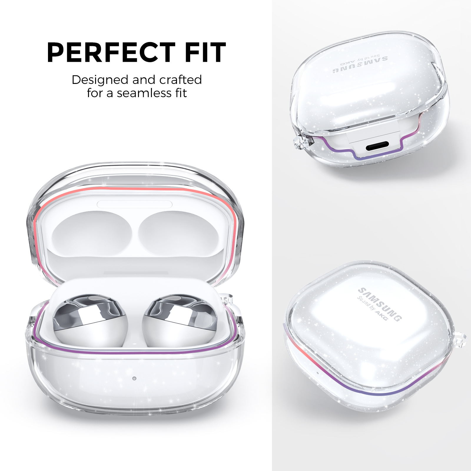 Funda para Samsung Galaxy Buds Pro & Live & 2 & 2 Pro & FE transparente a prueba de caídas TPU auriculares