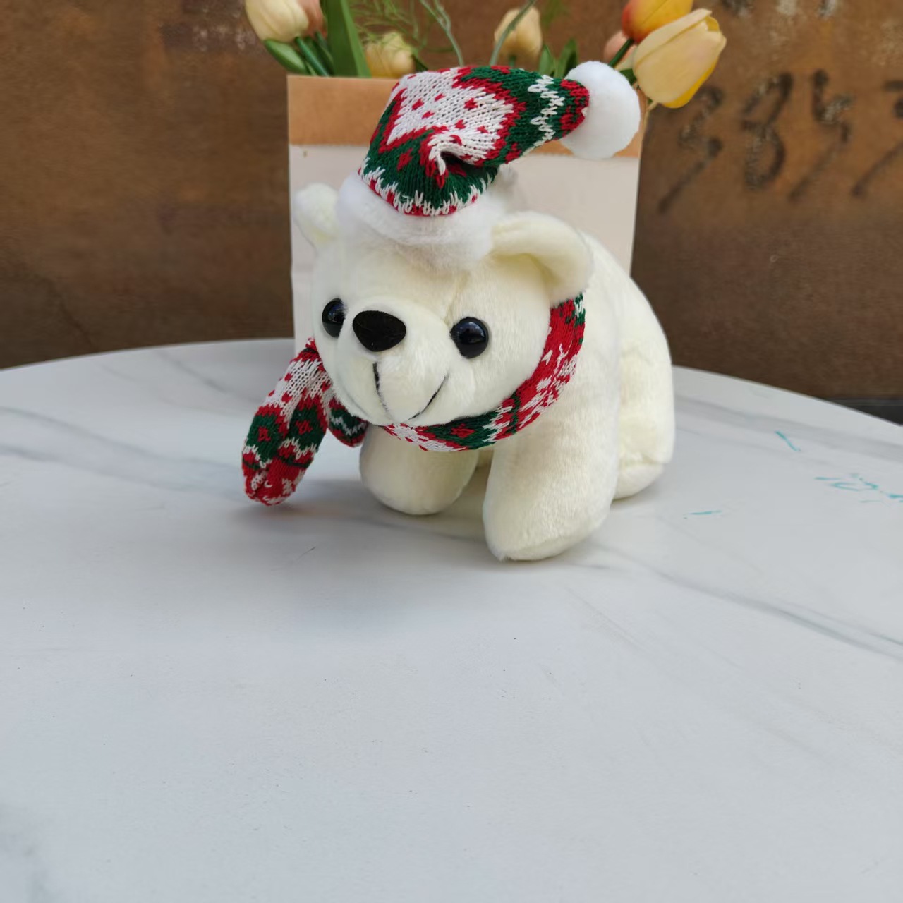 Regalos de Navidad Papá Noel juguetes de peluche bufandas rojas lindas pingüinos osos polares muñecas al por mayor