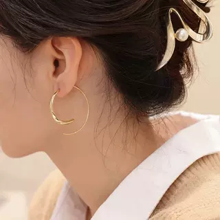 法式耳圈高级感大圆形耳环圆圈款圆环大圆脸银耳饰女小众设计