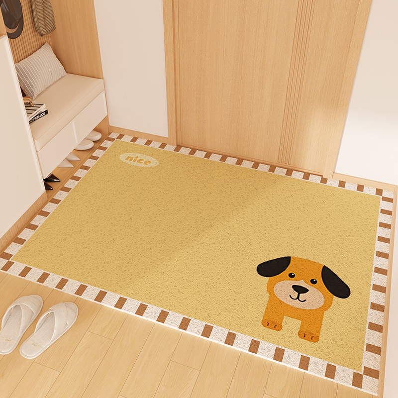 Cartoon Dopamine Entryway Doormat Silk Loop Foot Cuttable Entrance Shoe Changing Area Dust Removal Dirt Wiping Non-Slip_voghion.com