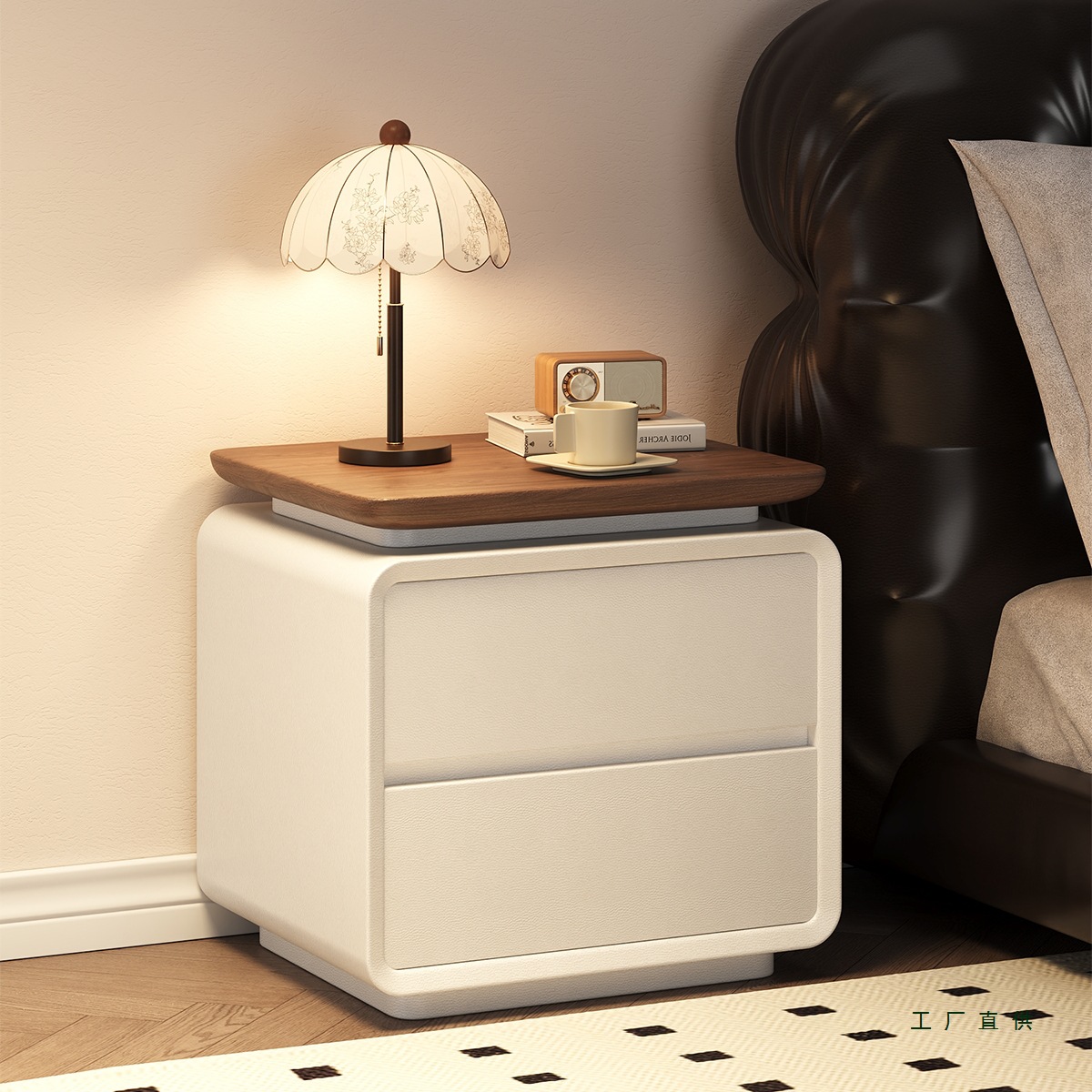 Solid Wood Bedside Table for Home Bedroom 2026 Niche Design Creative Vintage Small Bedside Storage Cabinet