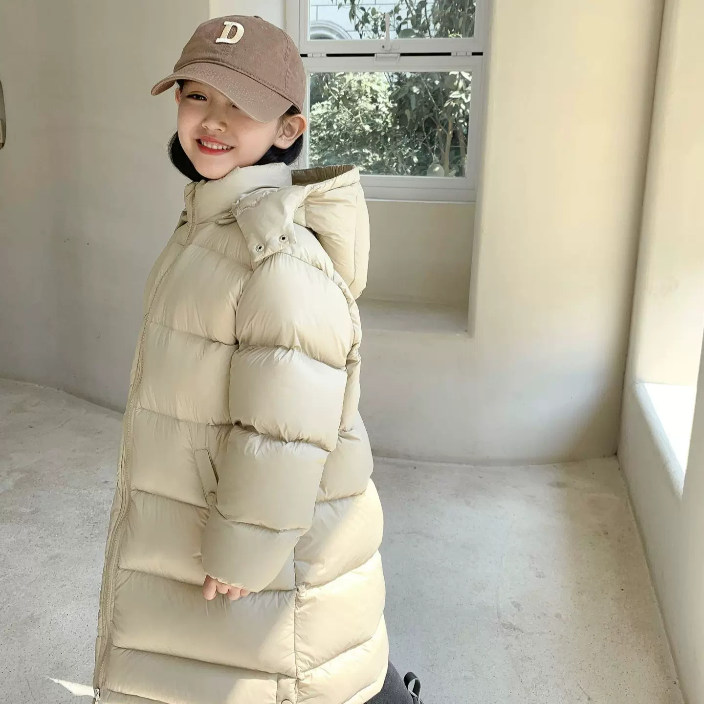  宇光新款儿童中长款男女童羽绒服保暖90白鸭绒冬季加