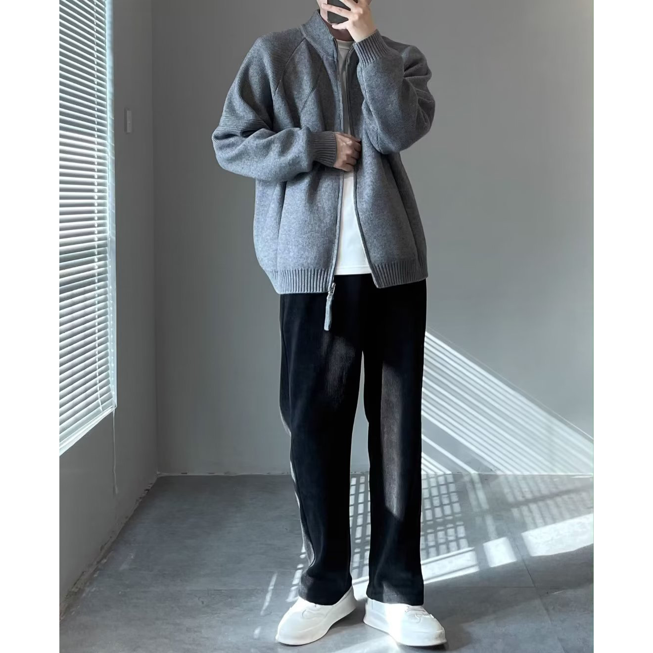 Explosiones transfronterizas de tamaño grande europeo Cardigan jersey suéter hombre abrigos de invierno chaqueta collar de hombro fábrica al por mayor