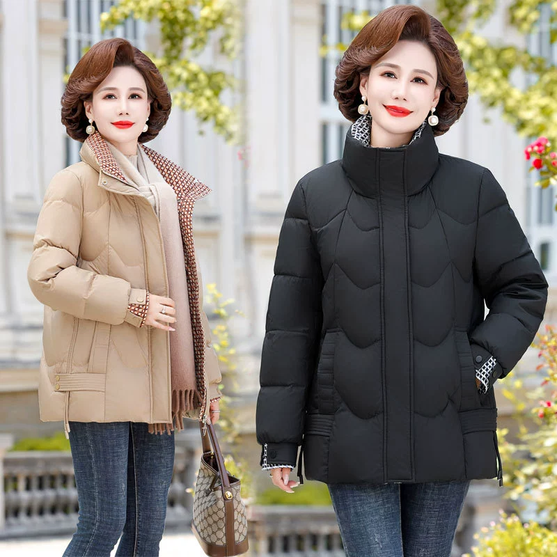 Одежда для мам 2023 осень-зима Новое пальто модный белый утиный пух в западном стиле для женщин среднего и пожилого возраста благородный пуховик
