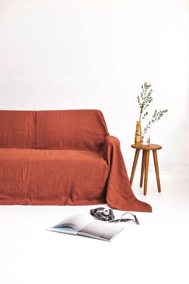 DA4K新品法国纯亚麻布艺纯色沙发盖布沙发巾四季适合