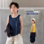撞色无袖条纹清爽背心