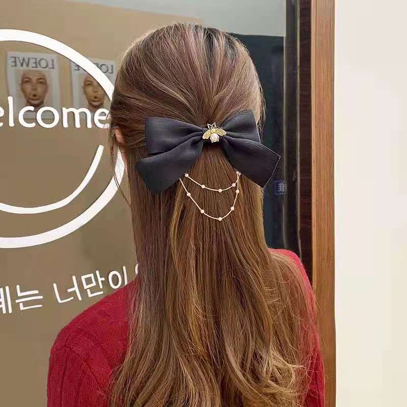 Korean Pearl Bow Hairpin display picture 1