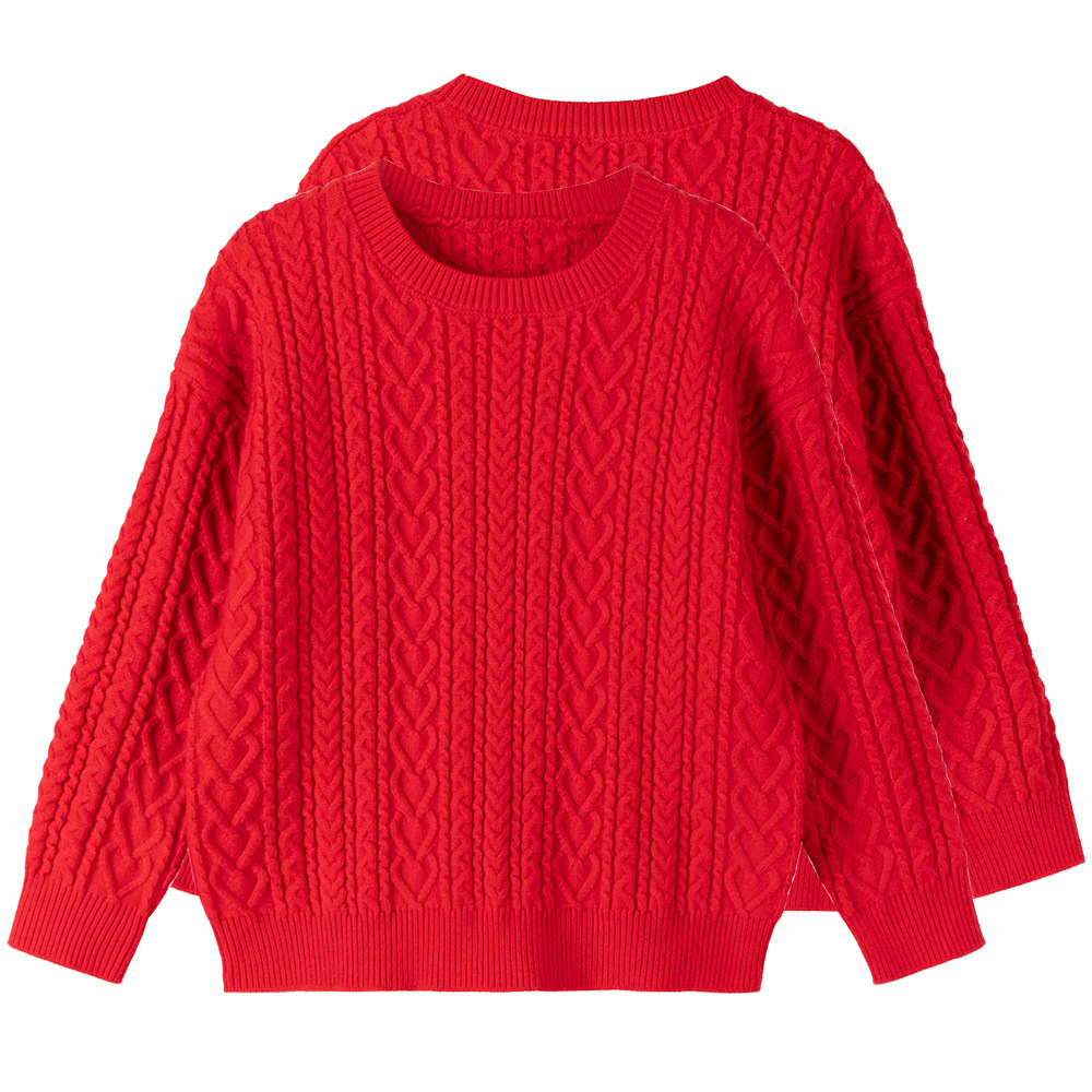 2024 par dragón año giro padre-niño ropa suéter para niños rojo mediano y grande niños y niñas suéter de fondo engrosado invierno