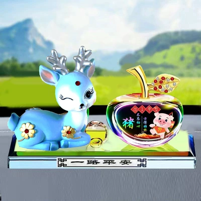 Car ornaments, Car ornaments car center - blue-cartoon-deer-color-printing-apple-pig