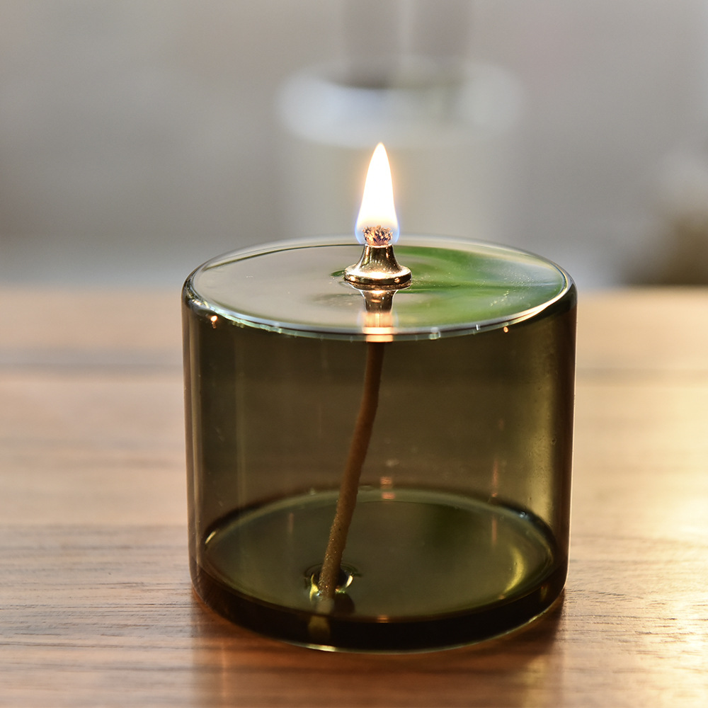 Lámpara de vidrio redonda a rayas de color creativa candelabro decorativo simple lámpara de mantequilla de escritorio doméstica moderna