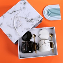 クリエイティブマグカップ蓋付きスプーンシンプルセラミックカップ北欧insコーヒーカップ個性みんな用オフィスカップ