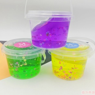 Bucket of foaming glue crystal mud two dollar store department store supply