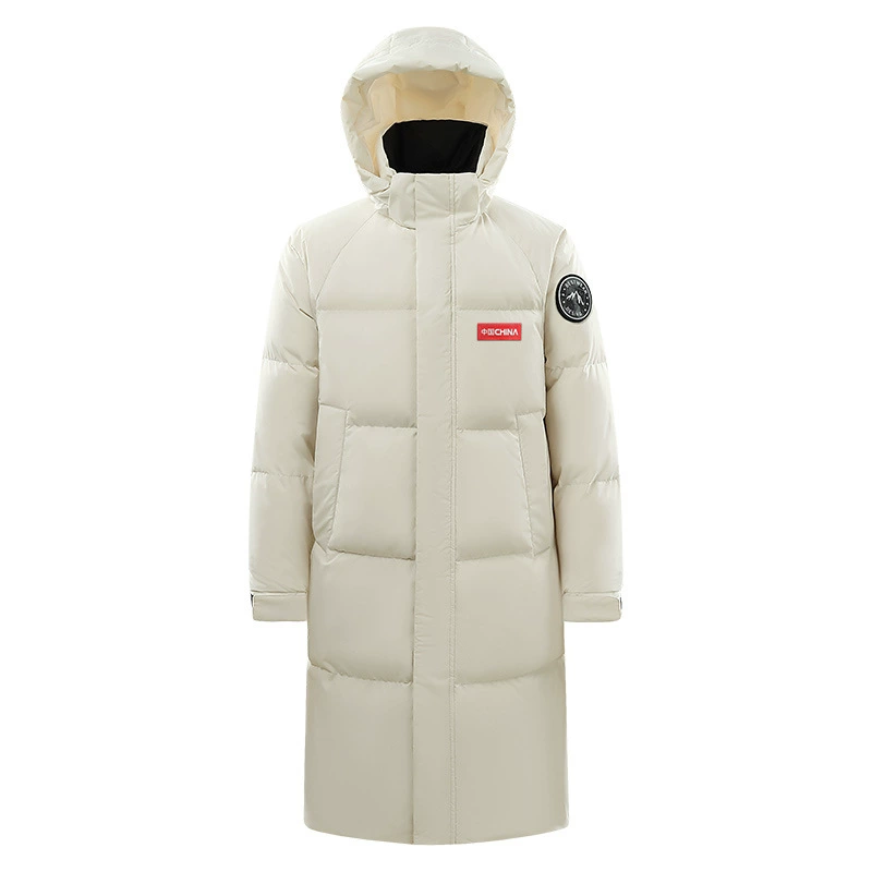 Модная двусторонняя пуховая куртка в китайском стиле для мужчин, зимняя длинная свободная куртка оверсайз с капюшоном для спорта и повседневной носки, стильная.